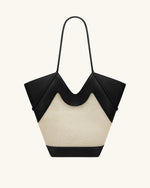 Maribel Panel Tote Bag - Black Canvas