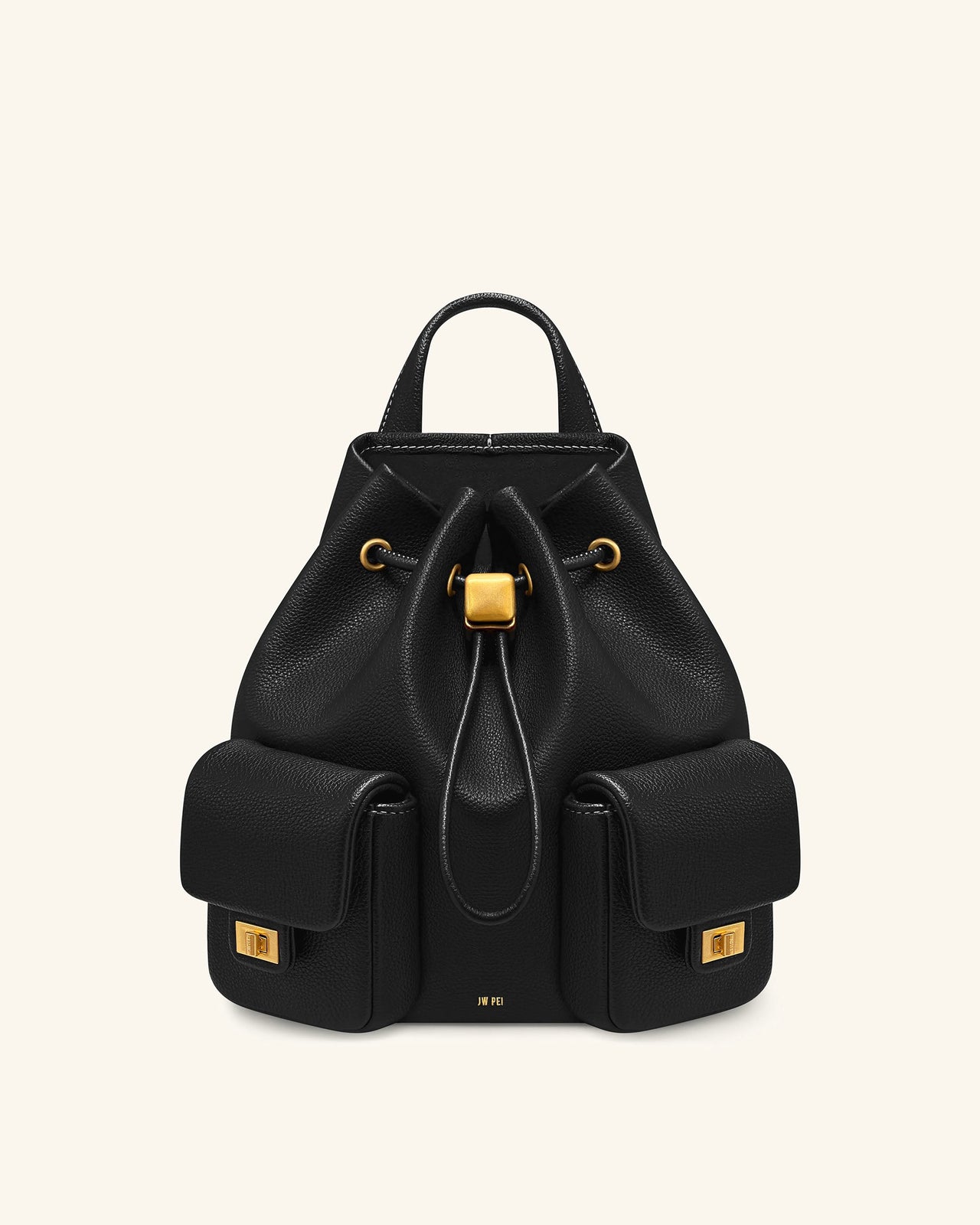 Avery Pebbled Drawstring Utility Backpack – Black