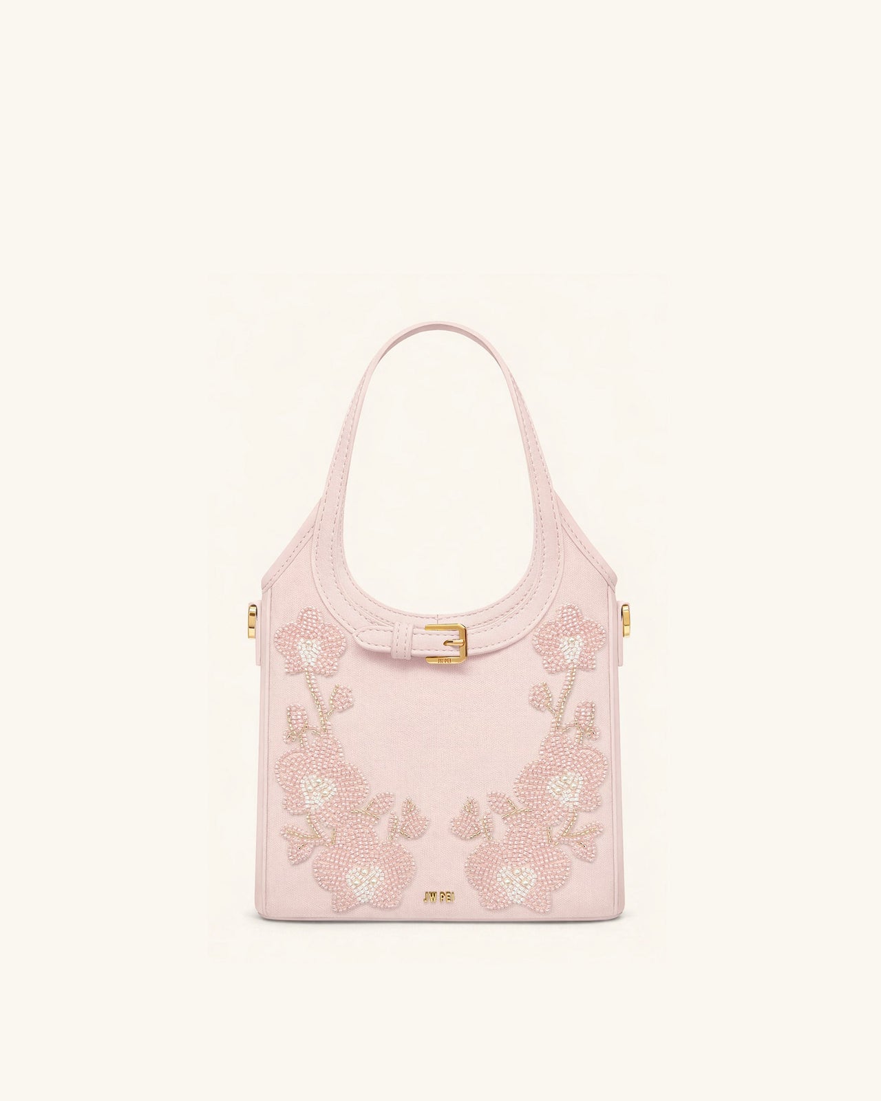 Brooke Mini Belted Embellished Orchid Beaded Top Handle Bag - Pink