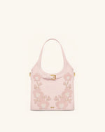Brooke Mini Belted Embellished Orchid Beaded Top Handle Bag - Pink