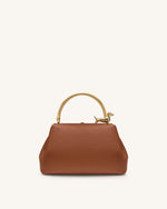 Bruna Dachshund Metal Handle Top Handle Bag - Brown