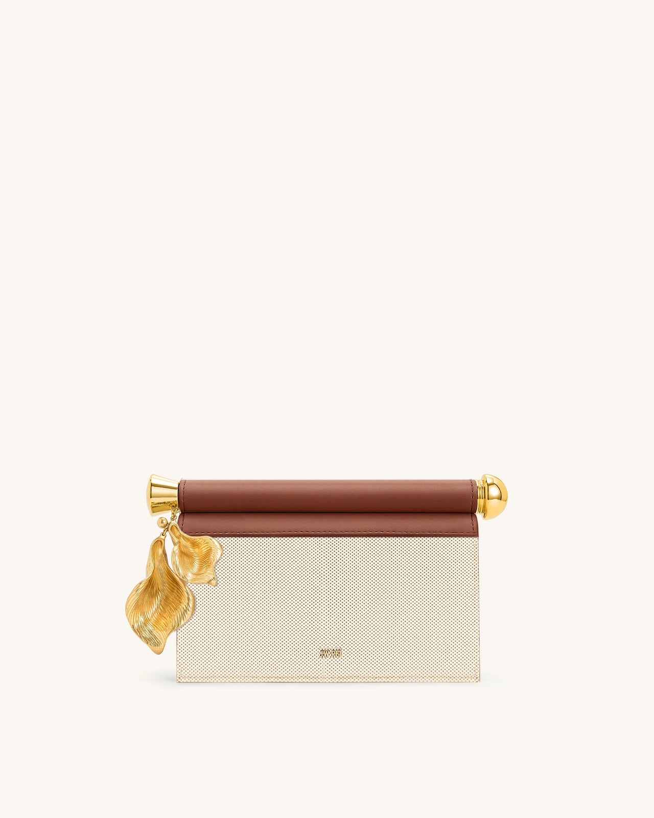 Holly Metal Pendant Embellished Clutch - Brown Canvas