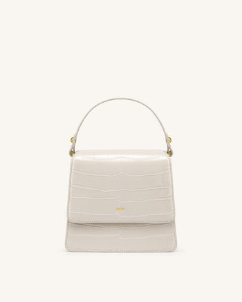 The Fae Top Handle Bag - Ivory Croc