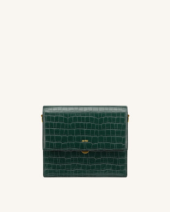 Mini Flap Bag - Dark Green Croc