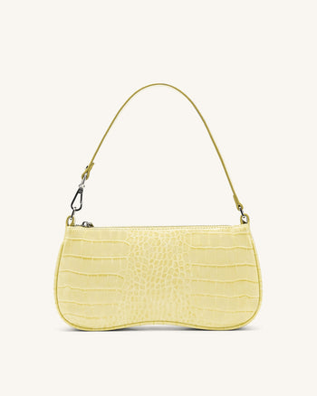 Eva Shoulder Bag - Light Yellow Croc