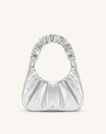 Gabbi Metallic Ruched Hobo Handbag - Silver