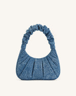 Gabbi Denim Ruched Hobo Handbag - Blue