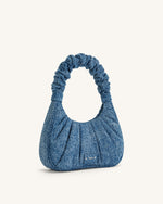 Gabbi Denim Ruched Hobo Handbag - Blue