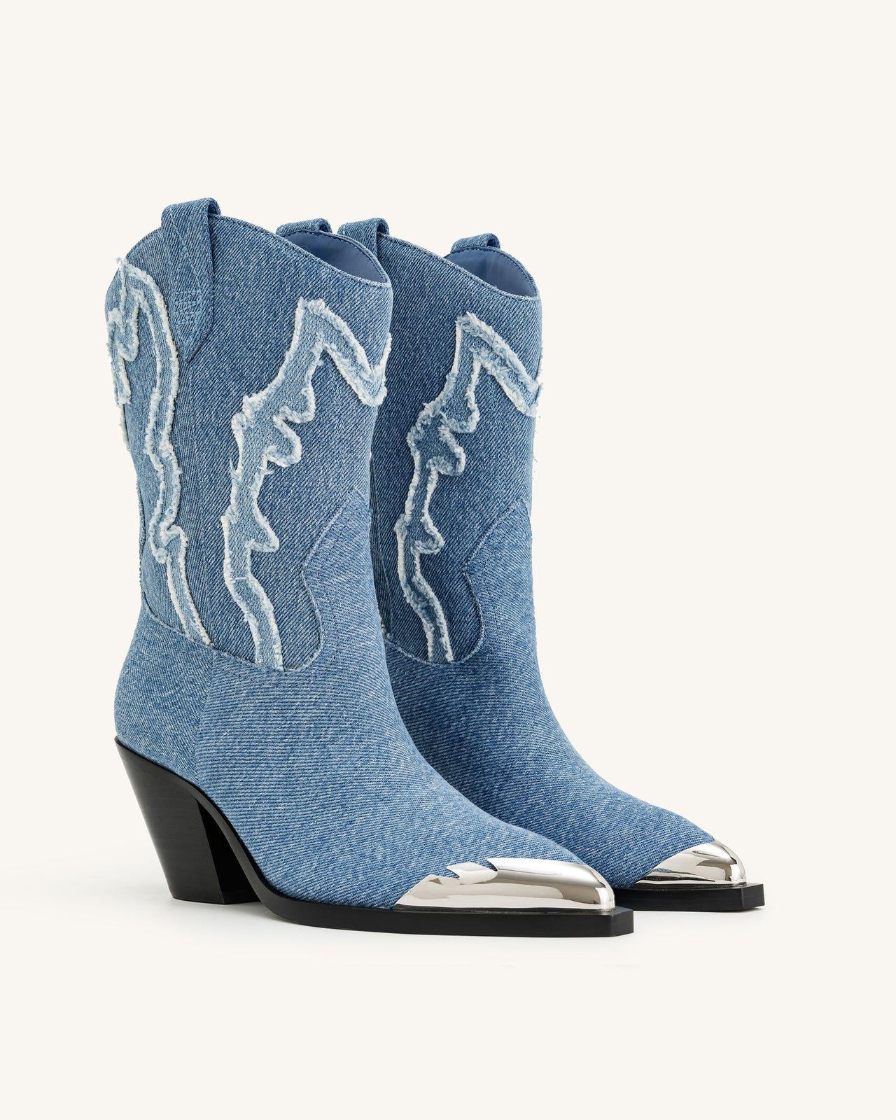 Riya Denim Cowboy Boot - Blue