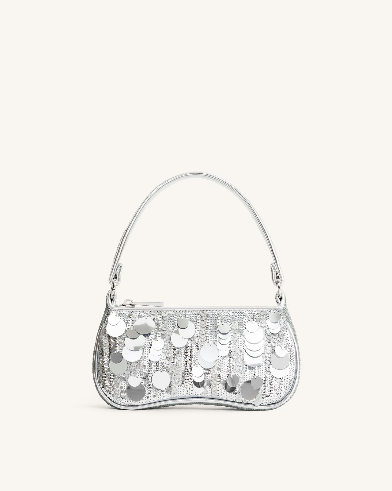 Eva Metallic Sequin Mini Shoulder Bag - Silver