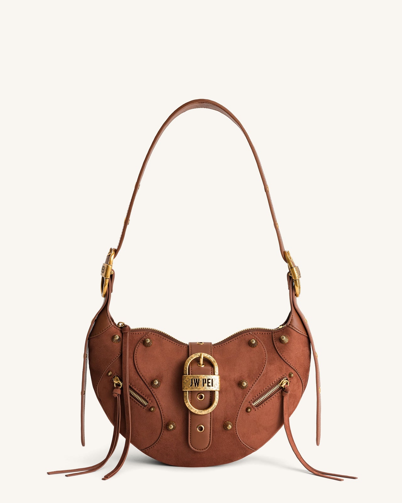 Tessa Suede Shoulder Bag - Dark Birch Brown