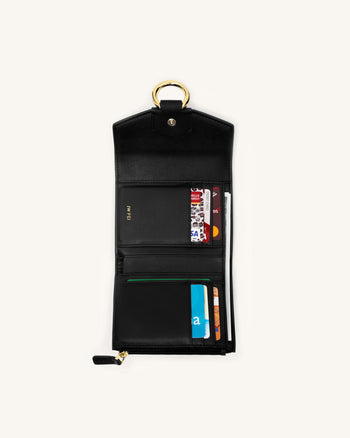 Stella Wallet - Black Grained Vegan Leather