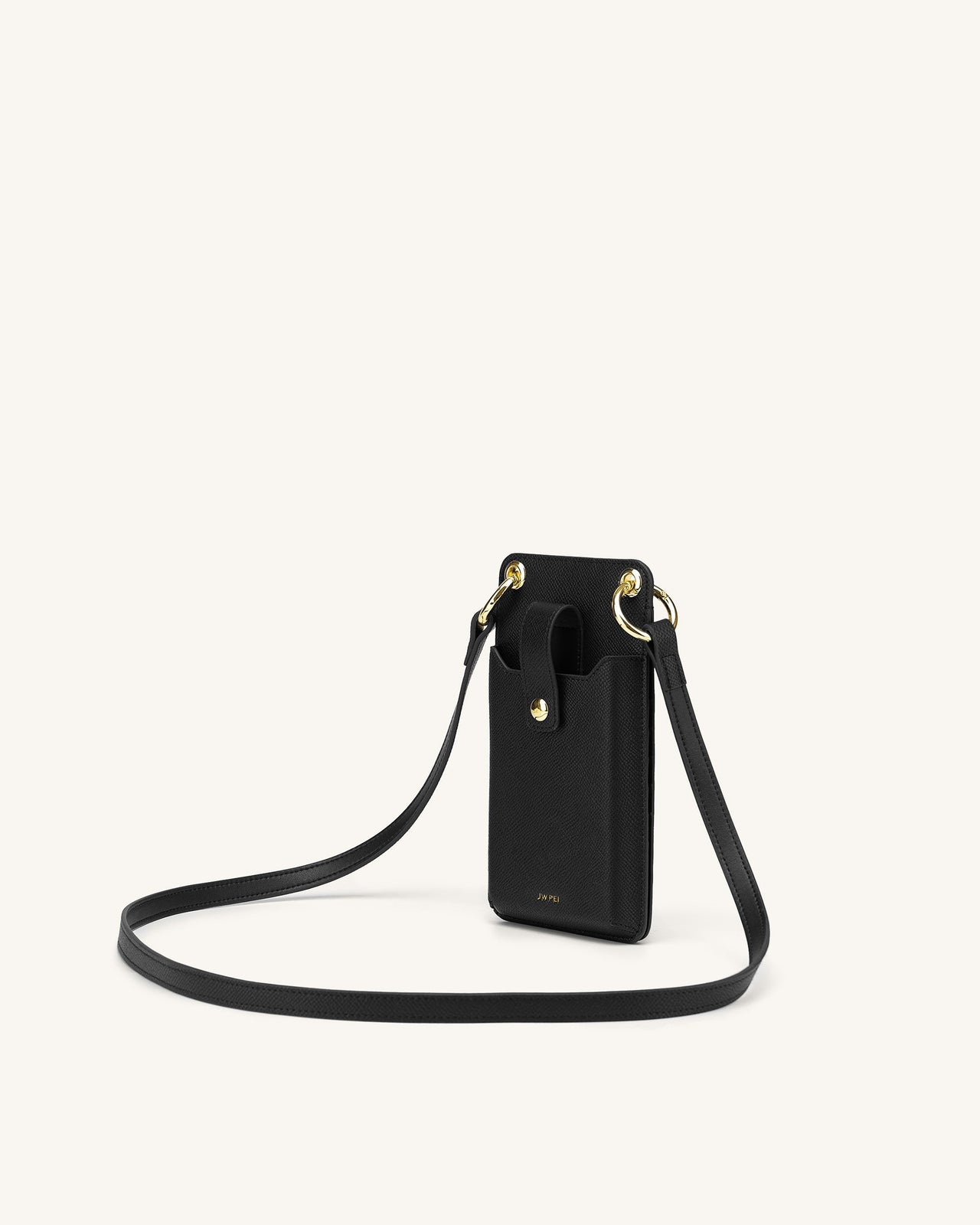 Quinn Phone Bag - Black Grained Vegan Leather