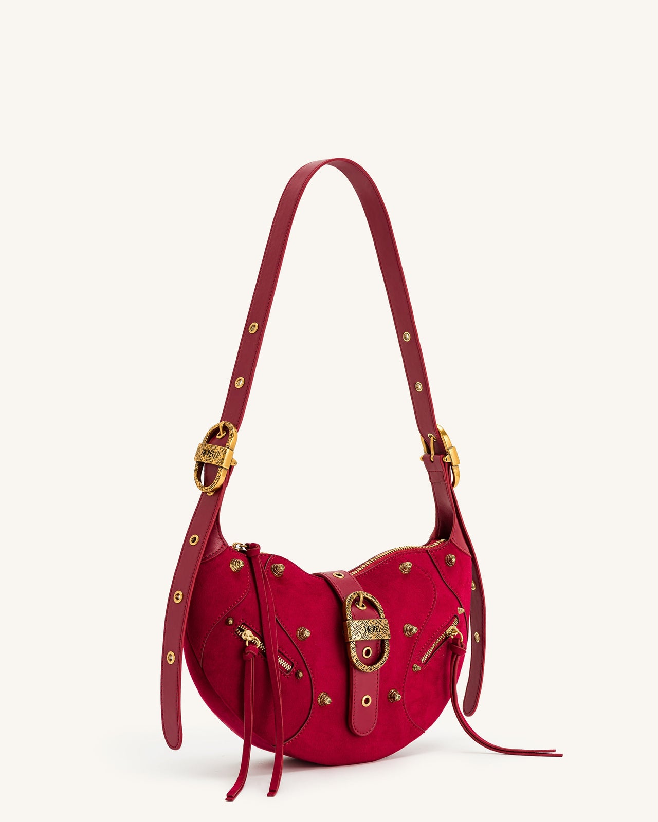 Tessa Suede Shoulder Bag - Deep Magenta