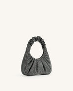 Gabbi Artificial Crystal Medium Ruched Hobo Handbag - Anthracite