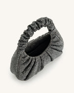 Gabbi Artificial Crystal Medium Ruched Hobo Handbag - Anthracite