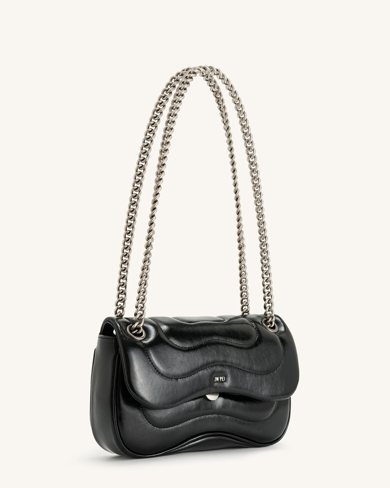 Tina Quilted Chain Crossbody - Black