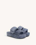 Lexi Denim Embossed Sandal - Blue