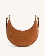 Carly Saddle Bag - Acorn Brown Croc