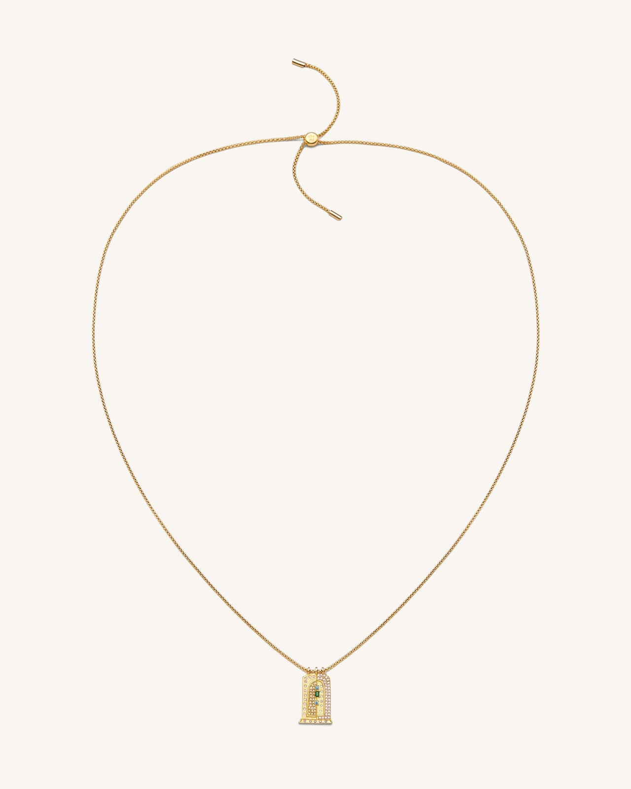 Roman Small Arch Pendant Necklace - 18ct Gold Plated & Multicolor Zircon