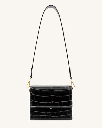 Mini Flap Bag - Black Croc