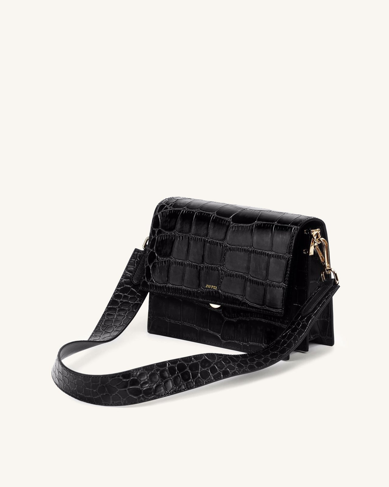 Mini Flap Bag - Black Croc